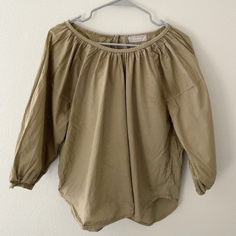 Everlane Olive Green Peasant Blouse